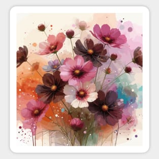 Chocolate Brown Cosmos Flower Sticker